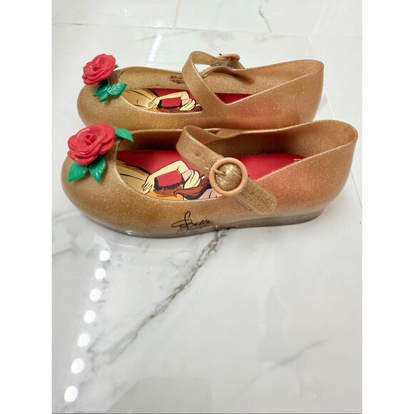 Mini Melissa Toddler Size 10 Disney Belle Gold Mary Jane - Picture 2 of 5